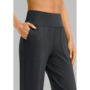 2025 pantalones de trabajo de Yoga de pierna ancha para mujer, bolsillos de cintura alta, pantalones de chándal transpirables para salón, pantalones de vestir oscuros para Petite/Tall 30 - Product Image 5