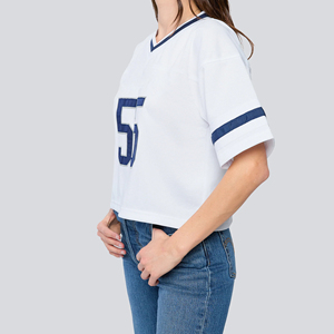 Tops Cortos Cuadrados Personalizados para Mujer, Talla Grande, Transpirables, de Malla de Poliéster, Estilo Retro de Fútbol Americano - Product Image 3