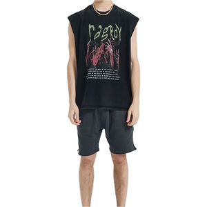 Vente en gros sans manches 100% coton Gilet solide vierge pour hommes Débardeur de fitness pour hommes Chemise de gymnastique d'entraînement Débardeur à impression numérique - Product Image 1