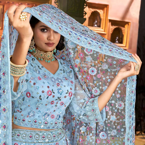 Lehenga choli อินเดียชุดแต่งงานปากีสถานที่น่าทึ่ง zarkan stonework Flair - Product Image 1