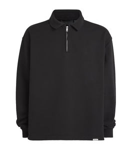 Sweat-shirt à capuche unisexe à col zippé et manches longues avec col montant et intérieur en polaire douce - Product Image 1