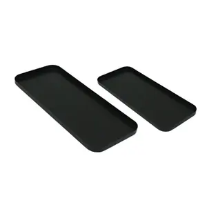 Plateau Rectangle en fer classique couleur noire ensemble de 2 plateaux de service de grande taille et plateau décoratif pour hôtel et restaurant en vrac - Product Image 1