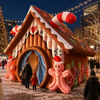 Grande maison de Noël gonflable en forme de maison de pain d'épices, grande tente de Noël gonflable pour l'extérieur, décoration de fête de Noël pour événements