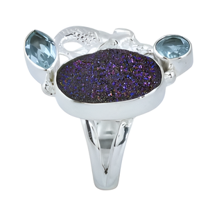 วิคตอเรียดรูซี่บลูโทแพซ925แหวนเงินน่ารักแหวนชุบเงินแหวนแฟชั่นสำหรับงานแต่งงานครบรอบ - Product Image 6