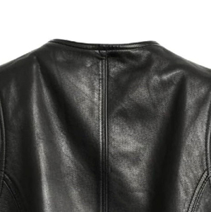 Chaleco de Motocicleta de Cuero Genuino Negro para Hombre, Cierre de Cremallera sin Cuello, Reversible, Impermeable, Transpirable, Ropa Exterior Formal - Product Image 5
