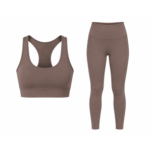 Women's Seamless Racerback Sports Bra High Waist <b>Leggings</b> 2-Piece Set-Medium Support Quick Dry Spandex/Polyester Yoga <b>Activewear</b> - Product Image 3