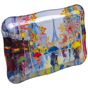 Plateau de service en bois élégant 238x358mm Plateau de service rectangulaire en nacre avec bord ondulé Design Rain Paris - Product Image 5