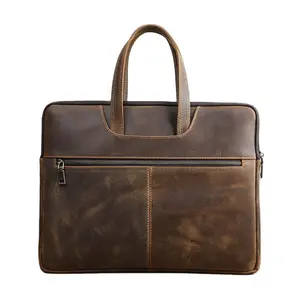 Ofis evrak çantası, Vintage deri çanta dizüstü iş seyahat belgeleri korumak ve dizüstü evrak çantası bilgisayar Satchel çanta