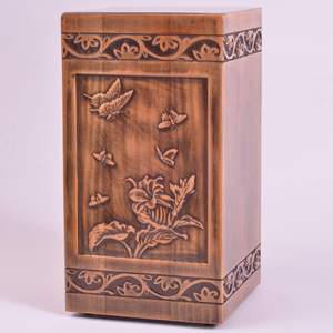 Handmade Wooden Engraved Urn for Human Ashes Adult Male Female Satin Bag Cremation urns <b>Box</b> (Butterfly(250lbs)) - Product Image 2