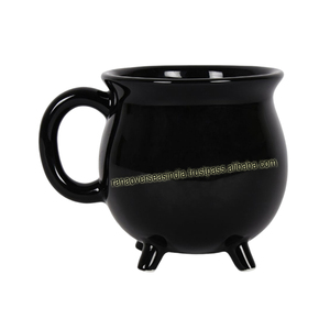 Taza de Cerámica Negra con Diseño de Caldero de Brujería, Ecológica, de Porcelana Fina, con Logotipo Personalizado, Estilo Clásico de Halloween, Regalo Empresarial, con Asa - Product Image 3