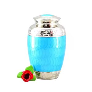 Urna de cremación de Metal de diseño único Impreso a mano Diseño floral dorado Grabado Urnas funerarias de calidad premium clásicas Suministros de entierro - Product Image 6