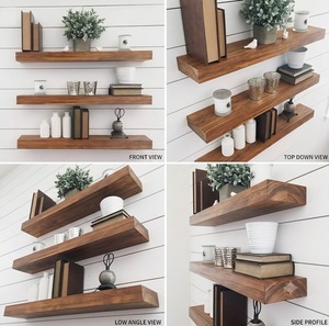 Wood <b>Wall</b> Mounted Shelving Unit Three-Layer Rectangle Minimalist <b>Storage</b> <b>Rack</b> For Living Room Durable Home Organization - Product Image 6