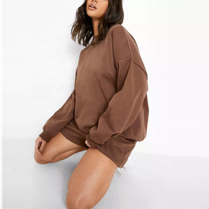 Sweat-shirt à capuche en molleton de coton surdimensionné pour femme, hiver 2025, coupe ample, impression personnalisée, broderie unie, anti-rides - Product Image 2