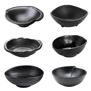 Vaisselle de service en mélamine noire de luxe sur mesure en gros, style campagnard, assiette incassable, bol pour <span class=keywords><strong>restaurant</strong></span> et hôtel, ensemble KINGWELL - Product Image 2