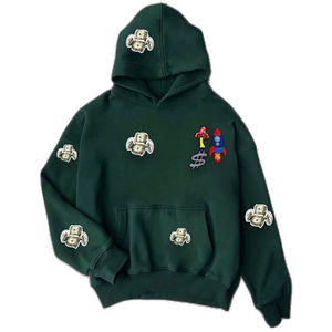 Sweat à capuche en chenille brodé sur mesure pour homme, taille plus, tissu en polaire tricoté pour l'hiver, avec couleur et logo personnalisés - Product Image 3