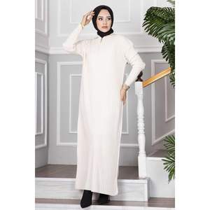 Media cremallera Hijab Vestido de punto crema - Product Image 5