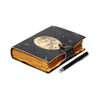 NEW ERA En gros, Agenda à couverture rigide en cuir, motif Lune Céleste imprimé UV, avec fermoir métallique, 100 feuilles de papier à bords festonnés 5x7