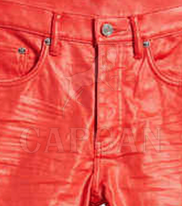 กางเกงเอวกลางเอว100% แท้สำหรับผู้ชายเอวสูงผลิตจากหนังแท้ติดป้ายโลโก้ได้ตามต้องการ - Product Image 4