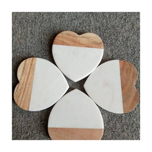 Wholesale Wood and <b>Marble</b> <b>Coaster</b> Round Shape Teacup Holder White Round Wooden <b>Marble</b> <b>Coaster</b> Natural <b>Marble</b> - Product Image 6