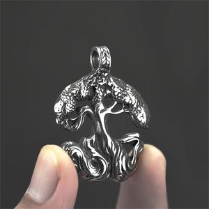 yunnique European American Style <b>Titanium</b> Steel Necklace for Men Retro Tree Life Pendant Stainless Steel for Gift - Product Image 4