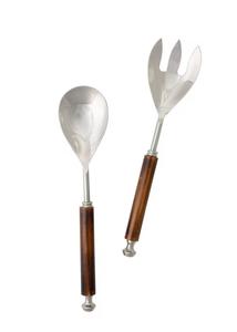 Cuillère et fourchette de service à salade en résine tourbillonnante écologique Paire de fourchettes en résine veinée de luxe pour la cuisine et la vaisselle - Product Image 4