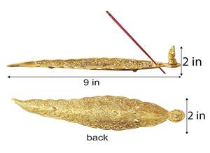 Porte-encens en laiton doré, porte-cendres, plateau à encens, diffuseur de parfums décoratifs pour la maison et la méditation - Product Image 6