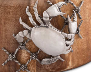 AK Brass Large Capacity Salad Wooden Bowl With Metal <b>Crab</b> <b>Decorative</b> Round Bowl For Tableware / Special Ornaments - Product Image 3