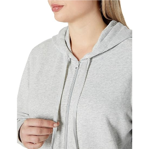 Vêtements pour femmes de luxe à la mode Sweats à capuche à fermeture éclair complète de couleur unie de grande taille Sweats à capuche élégants à coupe ajustée au design personnalisé - Product Image 3