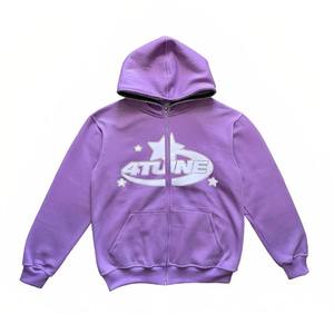 Sweat à capuche à fermeture éclair complète Impression bouffante Vêtements graphiques Services de conception Mélange de coton Sweat à capuche col irrégulier Sweat-shirt et sweat à capuche pour hommes - Product Image 6