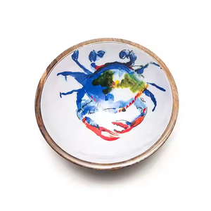 High Selling Dolphin Design <b>Bowl</b> Printed Inside Decal Enamel <b>Wood</b> Fruit <b>Salad</b> <b>Bowl</b> Newest Natural Finished <b>Wood</b> <b>Salad</b> <b>Bowl</b> 2025 - Product Image 3