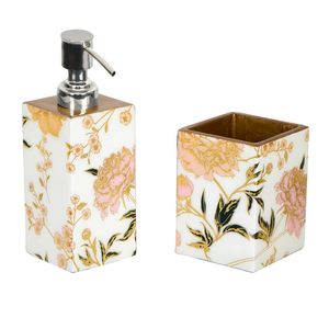 Juego de Baño de Madera Esmaltada Premium de la India, Incluye Dispensador de Jabón de Lujo, Vaso, Diseño Moderno Artesanal, Baño de Alta Calidad - Product Image 2
