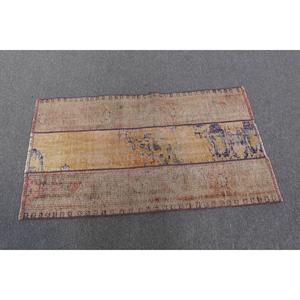 Petit tapis turc 2,2x3,9 pieds (68x120 cm), tapis vintage marron à motifs de plantes et d'arbres - Product Image 2