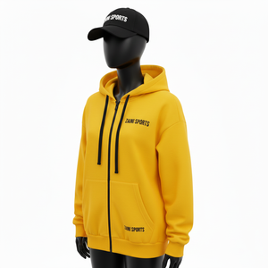 Sweat à capuche zippé en molleton de coton et polyester de qualité supérieure pour femmes, 300 GSM, tissu brossé doux, couleur unie, logo personnalisé, sweat-shirts basiques - Product Image 4