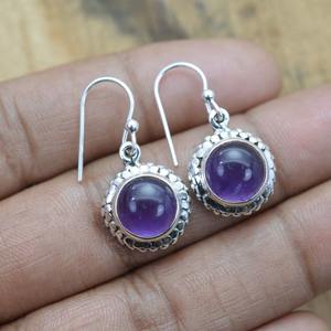 Pendientes clásicos de plata maciza 925, joyería para mujer, Plata de Ley 925, amatista, piedras preciosas, estilo bohemio, pendientes hechos a mano, regalo - Product Image 2