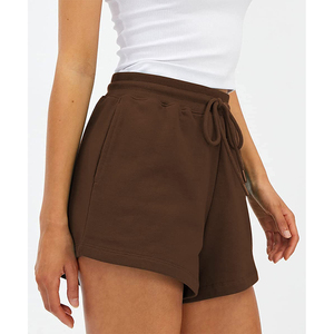 Short de survêtement polaire classique taille haute pour femme avec motif de décoration de bouton respirant et à séchage rapide avec poches - Product Image 6