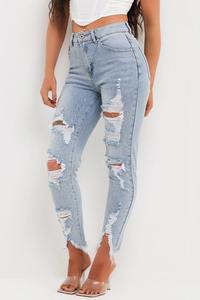Women's Fashionable Skinny Distressed Denim Pants Custom Printed Design Summer Whole Sale - Product Image 3
