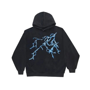 Sweats à capuche en molleton bleu Premium pour hommes Logo personnalisable Col Heavy Acid Washed Hoodies - Product Image 3