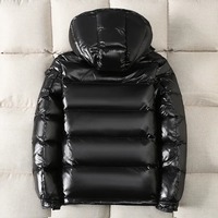Marka Beyaz Ördek Montları Erkek Sonbahar Modası Düz Renk Fermuarlı Kapüşonlu Sweatshirt Kısa Günlük Parlak Sıcak Bol Özel Renk Hafızalı