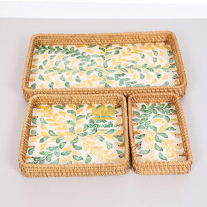 Plateau en rotin coquillage en forme de rectangle de conception de mode de vente chaude pour la décoration de vaisselle prix bon marché et bas quantité minimale de commande - Product Image 1