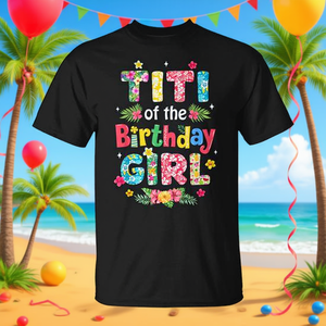Camiseta Decorativa para Fiesta Familiar de Cumpleaños con Temática Hawaiana, Titi del Tema para Celebraciones y Eventos - Product Image 3