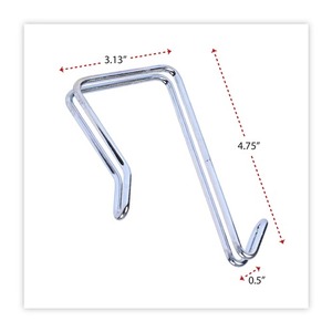 Alera ALECH1SR Single-Sided Stainless Steel Partition Garment <b>Hook</b> <b>Over</b>-the-<b>Door</b>/Panel Mount 1.5-2.5 Panel Systems Silver Finish - Product Image 2