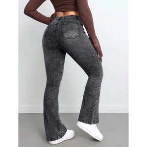 Grey Woman Chic <b>Boot</b> Cut Flared Belbottom Denim Jeans For Woman Vintage Themed Street Style Fashion <b>pants</b> Size 26 to 40 - Product Image 2