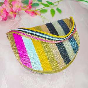 El mejor monedero de mensajero hecho a mano de estilo bohemio para mujer, bordado de cuentas de resina ecológico, cadenas, botón sólido ligero para - Product Image 5