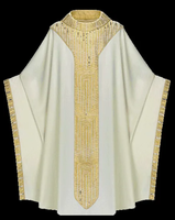 Chasuble catholique en polyester de qualité et brodé à la machine étole célébrant prêtre Vintage Robe Robe Cape