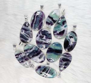 Colgante de fluorita arcoíris Chapado en plata de la mejor calidad, cabujones de piedras preciosas para mujer, joyería para ocasiones de regalo - Product Image 3