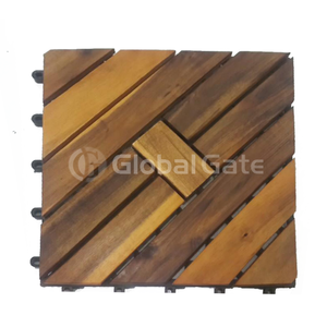 Azulejos de cubierta de madera dura de Acacia de estilo moderno de 30cm entrelazados antideslizantes para patio al aire libre, balcón, bañeras de hidromasaje con acabado liso - Product Image 5