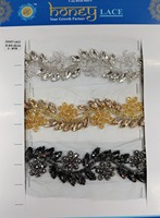Dentelle française luxueuse et écologique en tulle brodé de fleurs colorées avec perles, idéale pour la décoration de mariages et de la maison, élégante