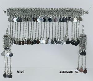 ชุดเครื่องประดับชุบทองอาหรับจากนักออกแบบที่ทันสมัยทันสมัยประกอบด้วยต่างหูสายโซ่ทำจากทองเหลืองสไตล์คลาสสิก - Product Image 2