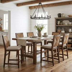 Silla de Comedor Moderna de Madera Maciza de Roble con Tapicería de Tela de Mimbre Natural, Taburete de Barra para Hotel de Lujo, Venta al por Mayor - Product Image 6