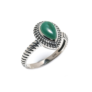 แหวนเงินสเตอร์ลิงแข็งแรงทำด้วยมือสีเขียวพลอยนิลเครื่องประดับสำหรับงานแต่งงานของขวัญสำหรับงานเลี้ยงวันวาเลนไทน์ของเธอ925 - Product Image 2